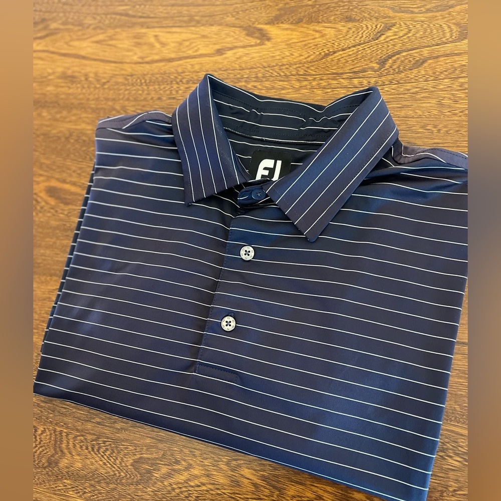 Footjoy Polo Shirt‎ Mens Size L Stripe Golf Performance Stretch